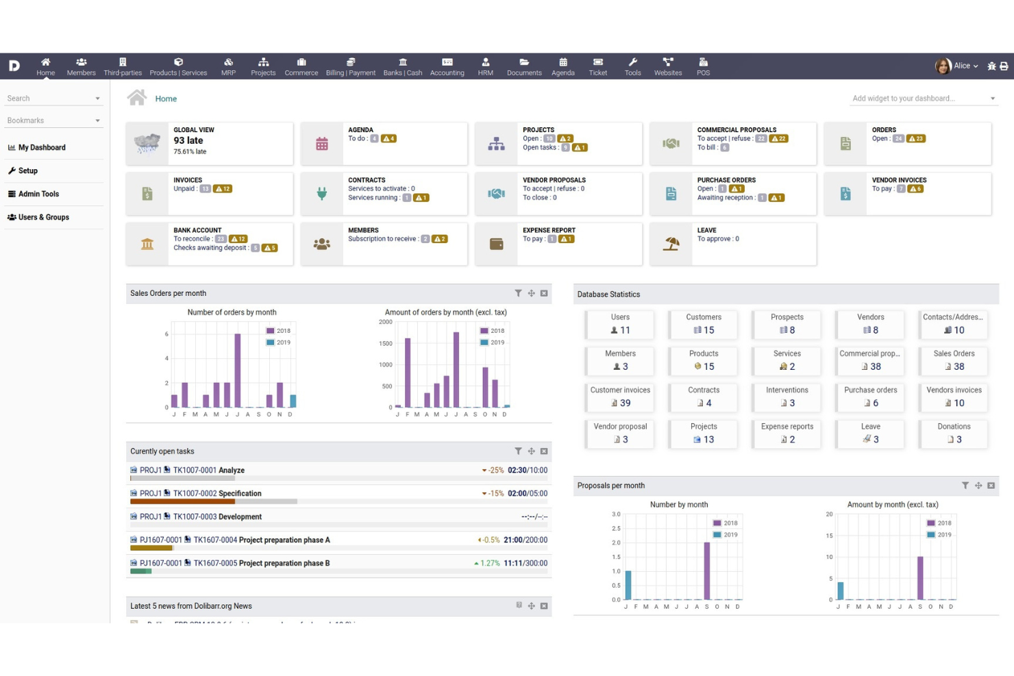 Dolibarr screenshot - 14 Free Membership Management Software for 2026