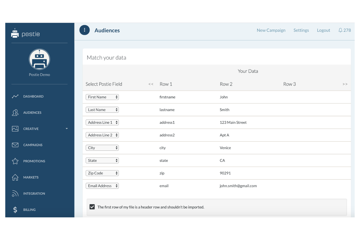 Postie screenshot - 11 Best AI Direct Mail Marketing Tools in 2026