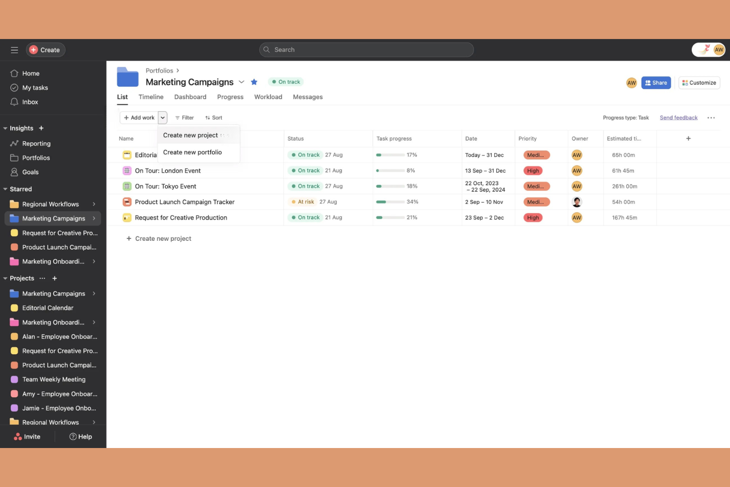 Asana screenshot - 10 Best Wrike Alternatives in 2026