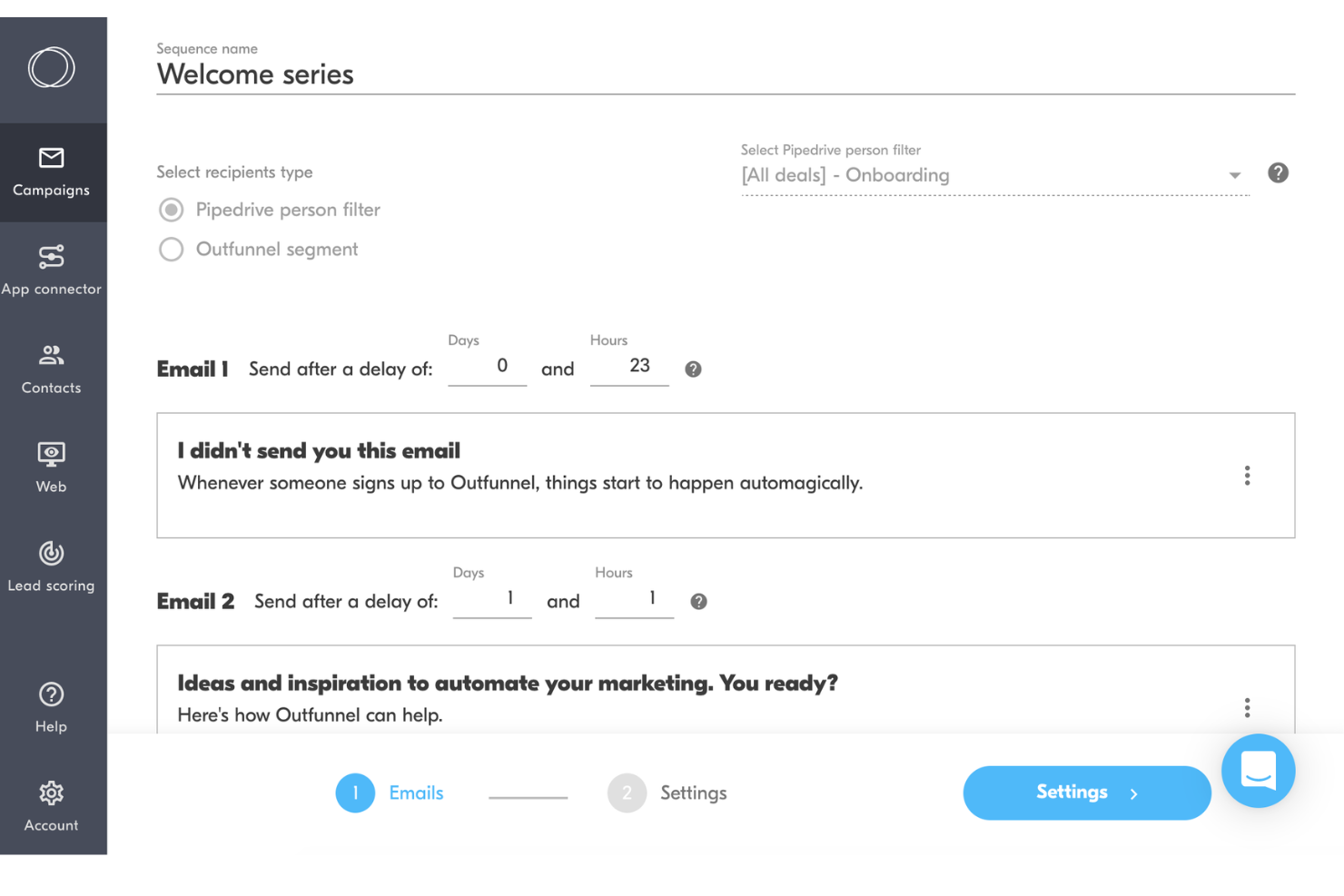 Outfunnel syncs CRM data and automates emails with simple tools.