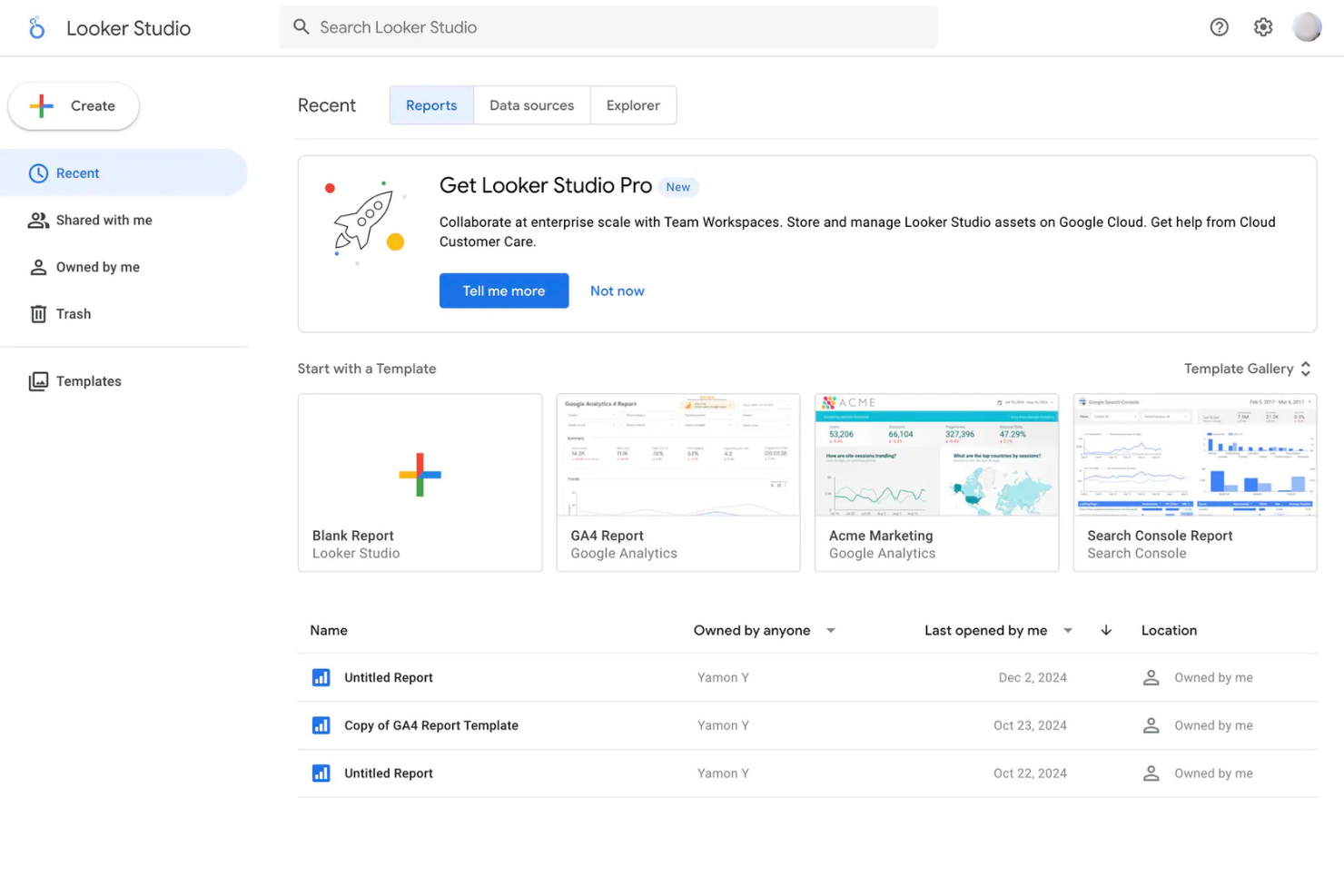 Looker Studio turns data into interactive marketing reports and dashboards.