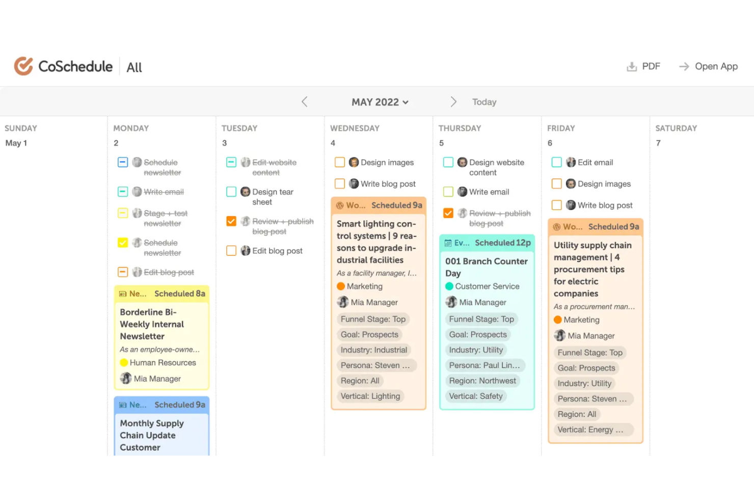 CoSchedule centralizes campaign planning with an easy, visual marketing calendar.
