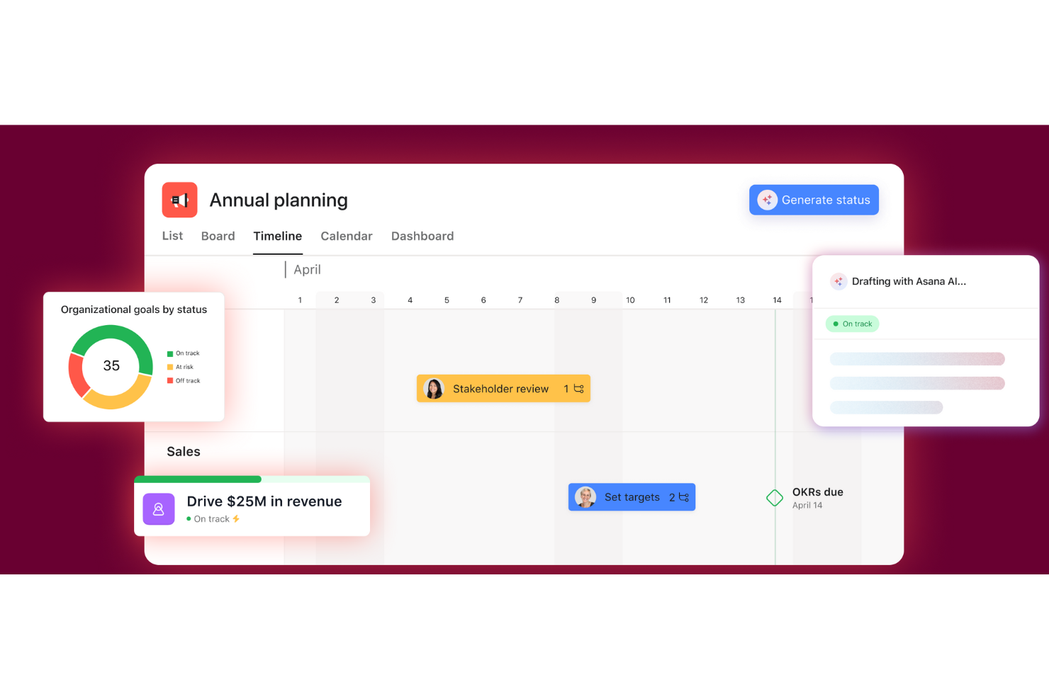 Plans and tracks tasks, campaigns, and team workflows in one place.