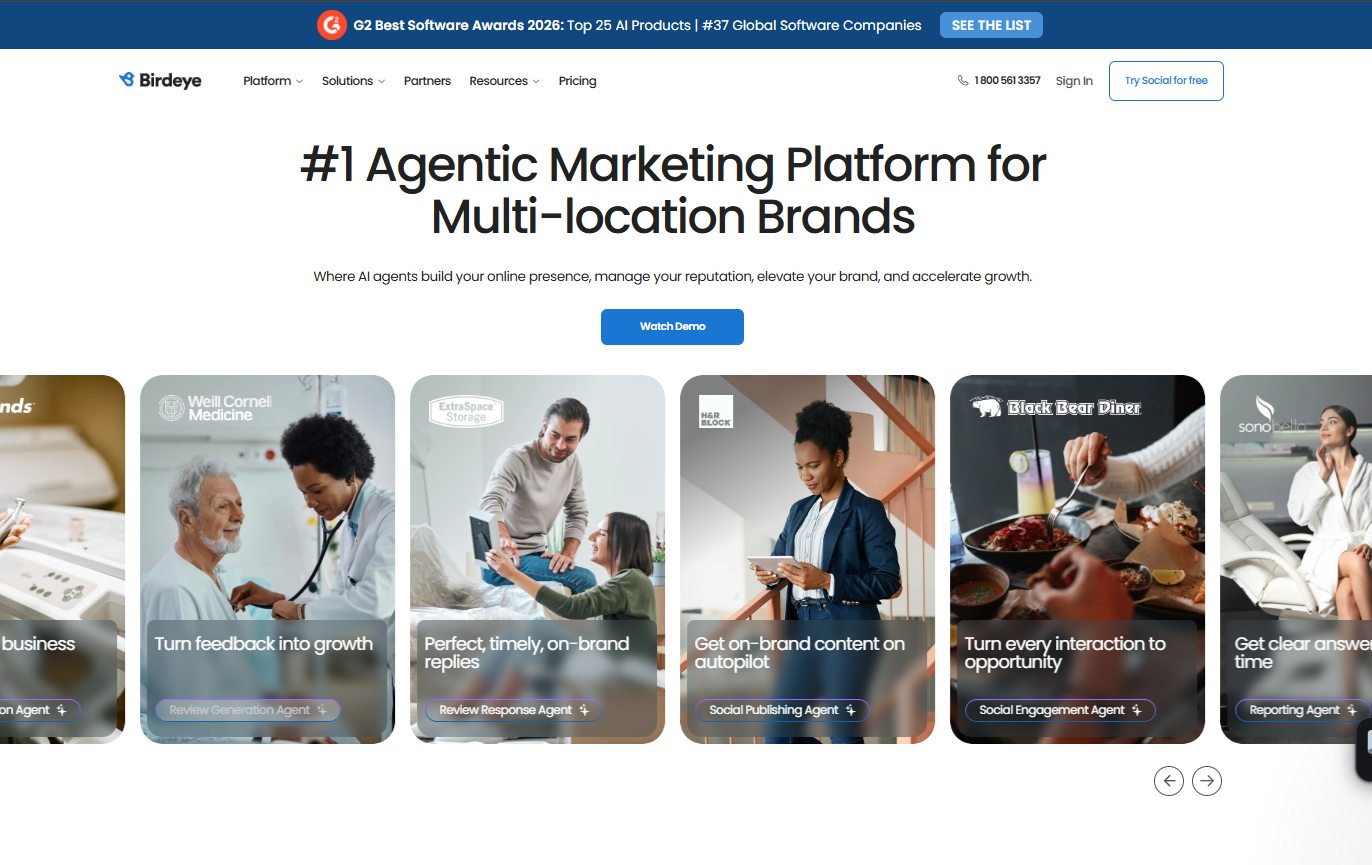 Birdeye centralizes reviews, messaging, and reputation insights.