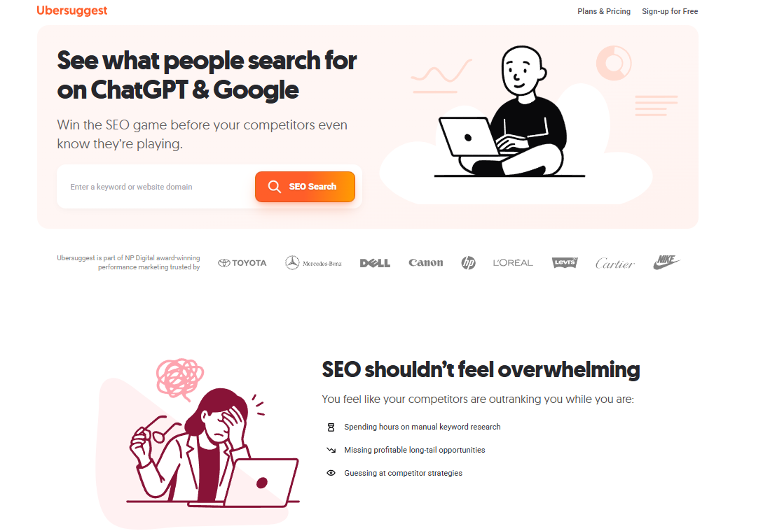 Free SEO tool for keyword research, site audits, and competitor insights.