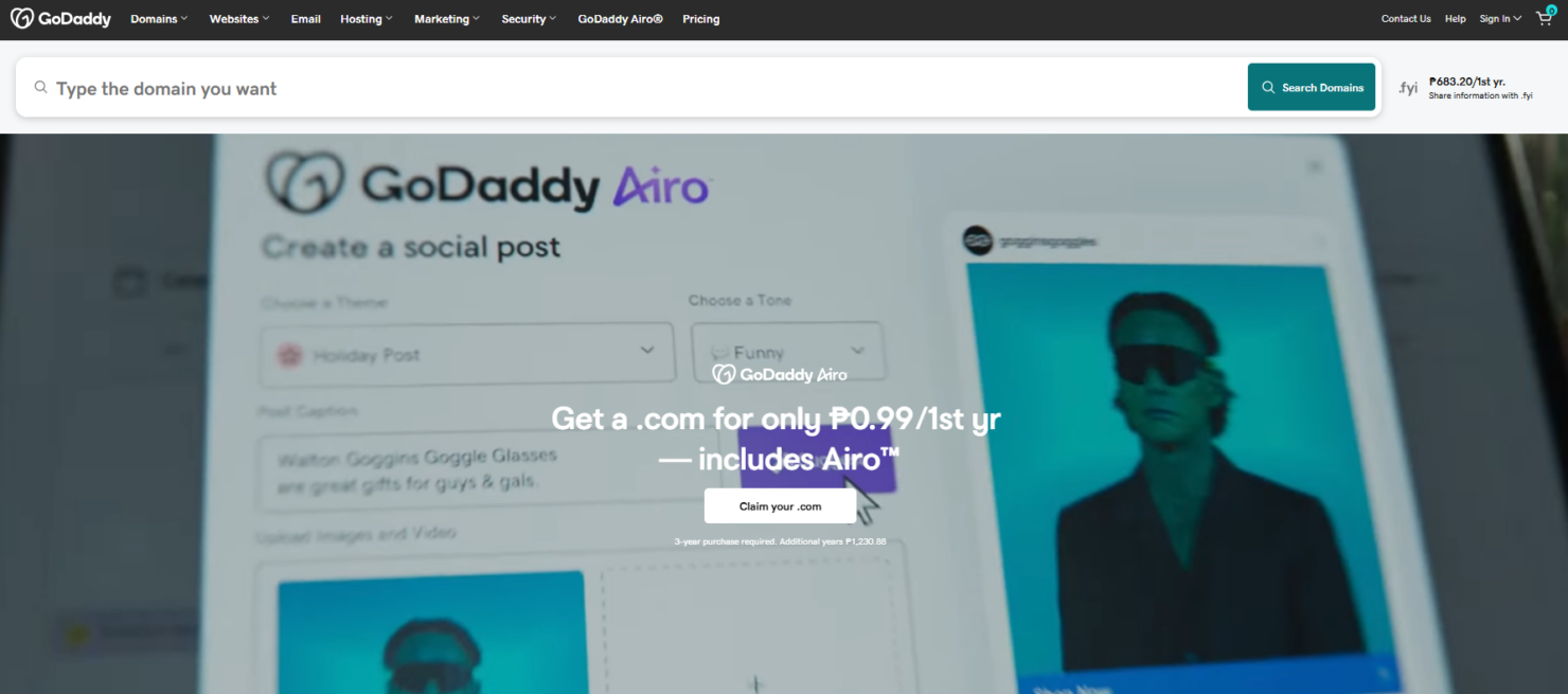 GoDaddy offers an easy drag-and-drop site builder with hosting.