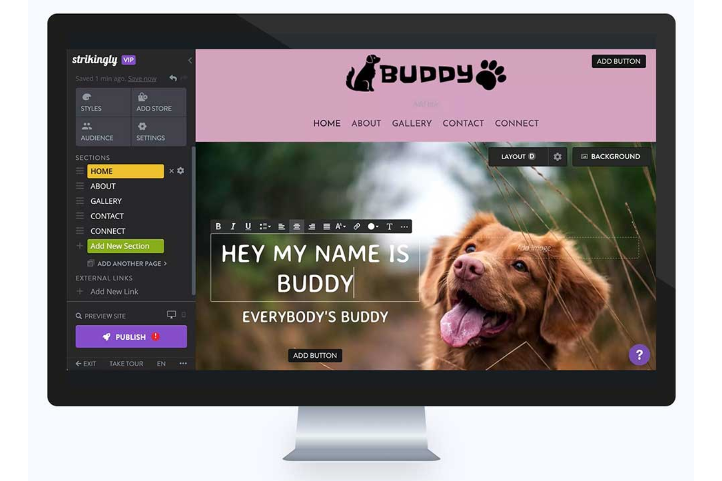 Strikingly builds simple websites quickly with no coding required.