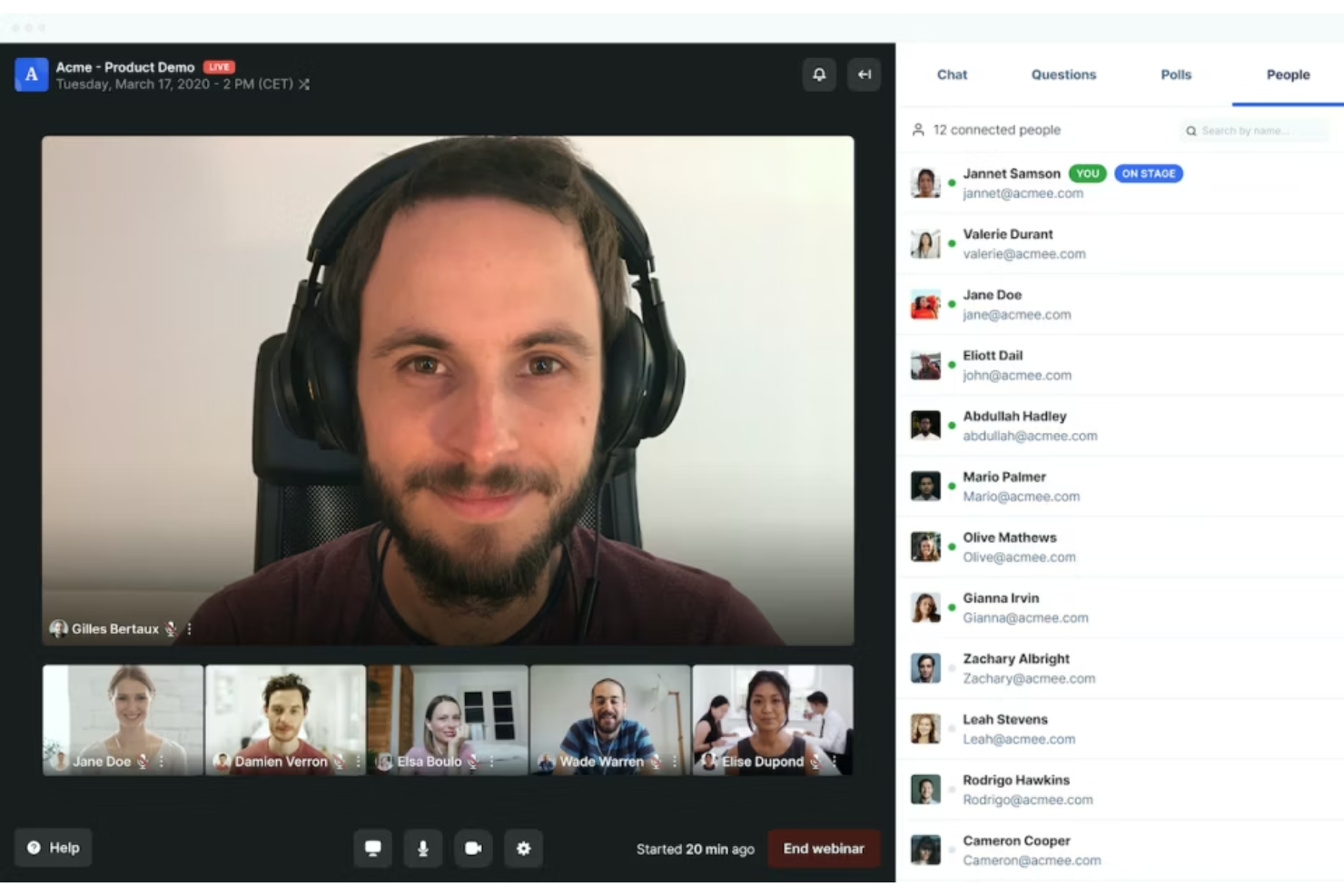 Hosts browser-based webinars with automation, engagement, and analytics.