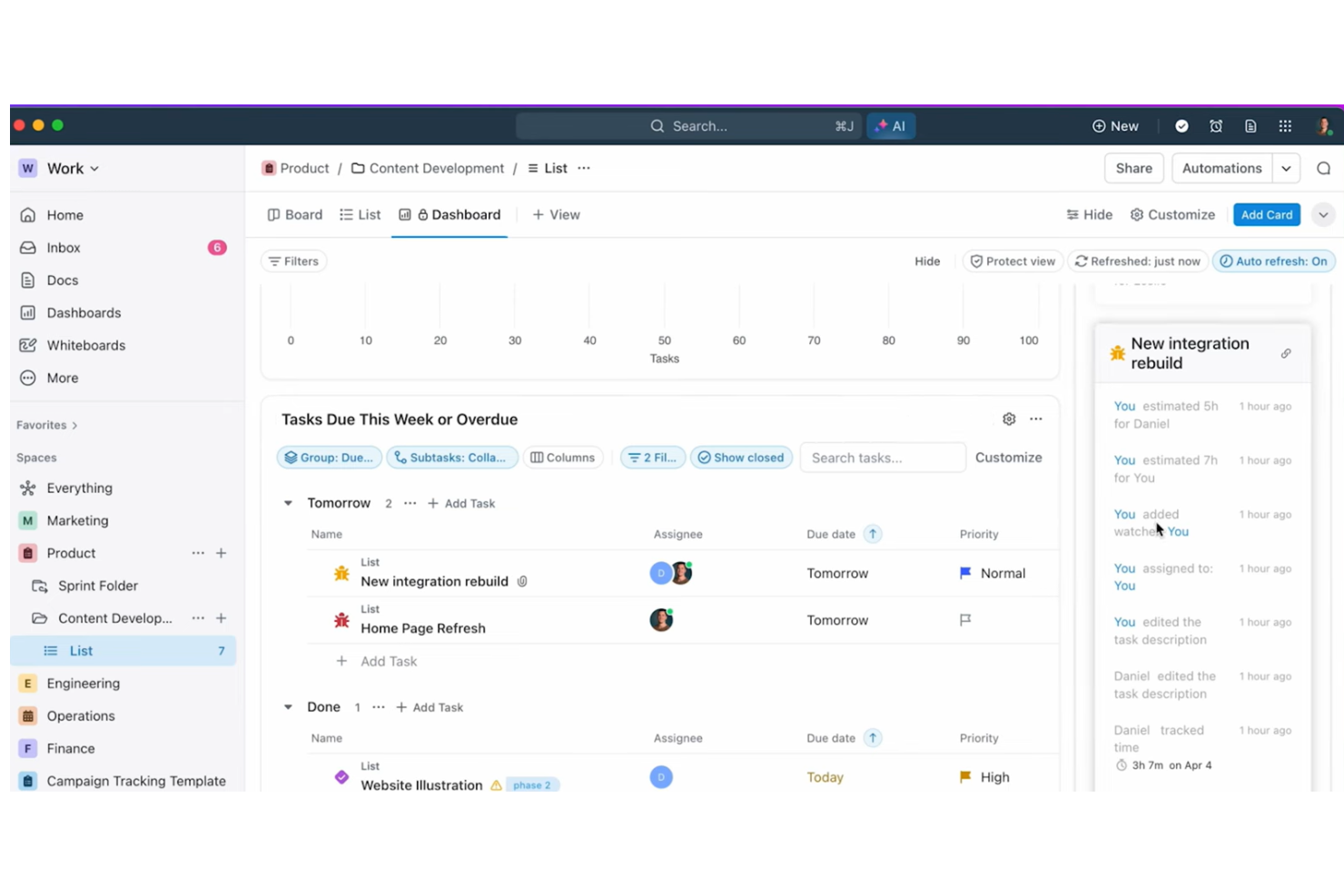 ClickUp helps teams manage projects, tasks, and workflows in one platform.