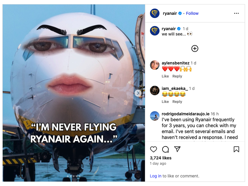 Ryanair is intentionally sassy