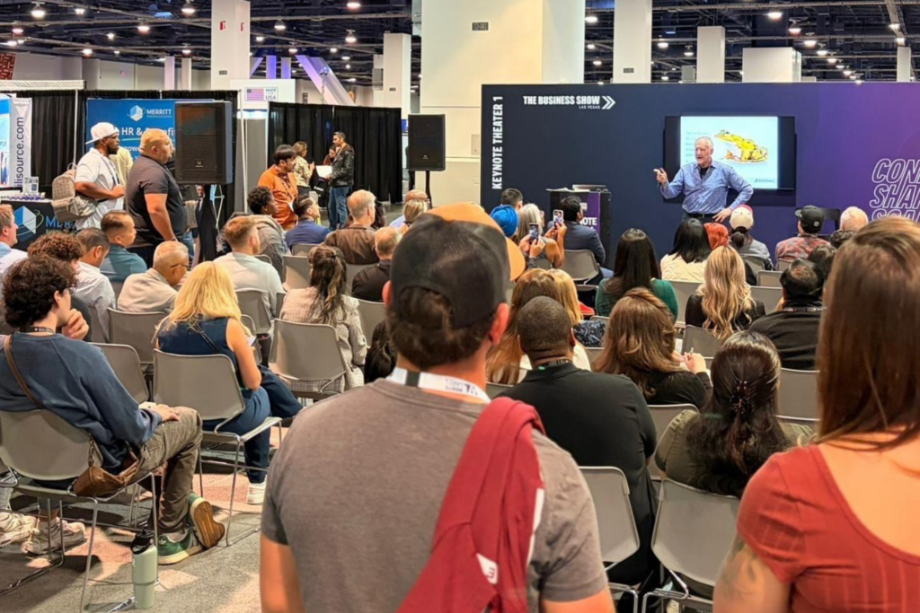 Keynote speaker presenting at the B2B Marketing Expo 2025