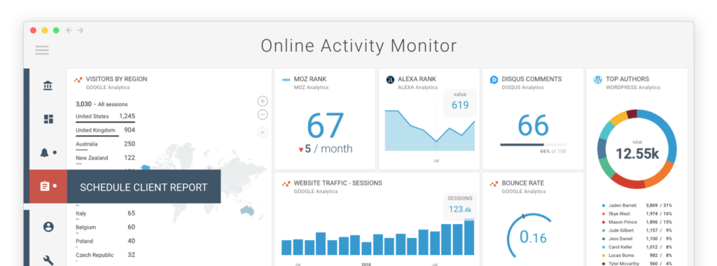 Octoboard review screenshot showing online activity monitor.