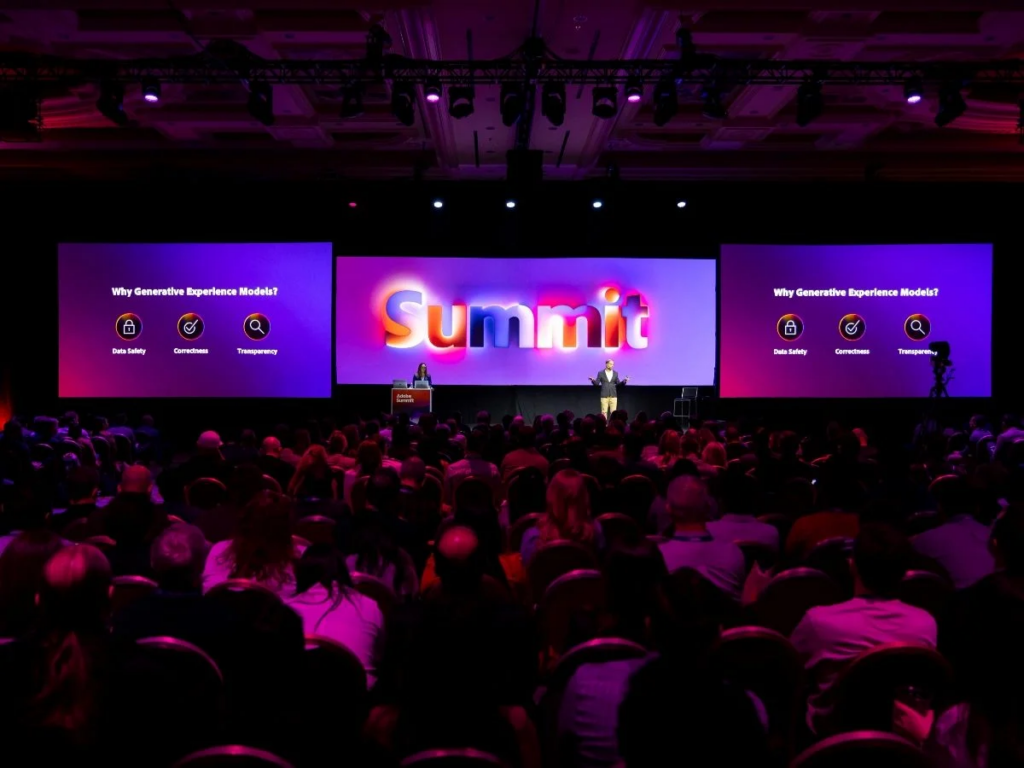 Attendees at a keynote session at the Adobe Summit