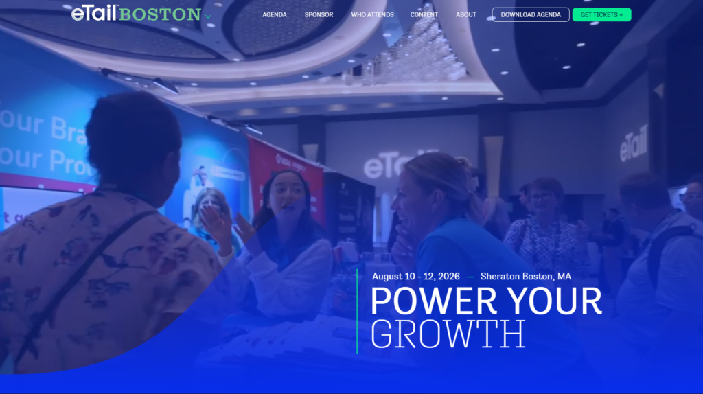 Landing page of the 2026 eTail Boston conference