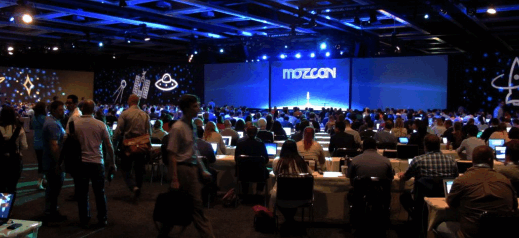 An image of the MozCon conference setup.