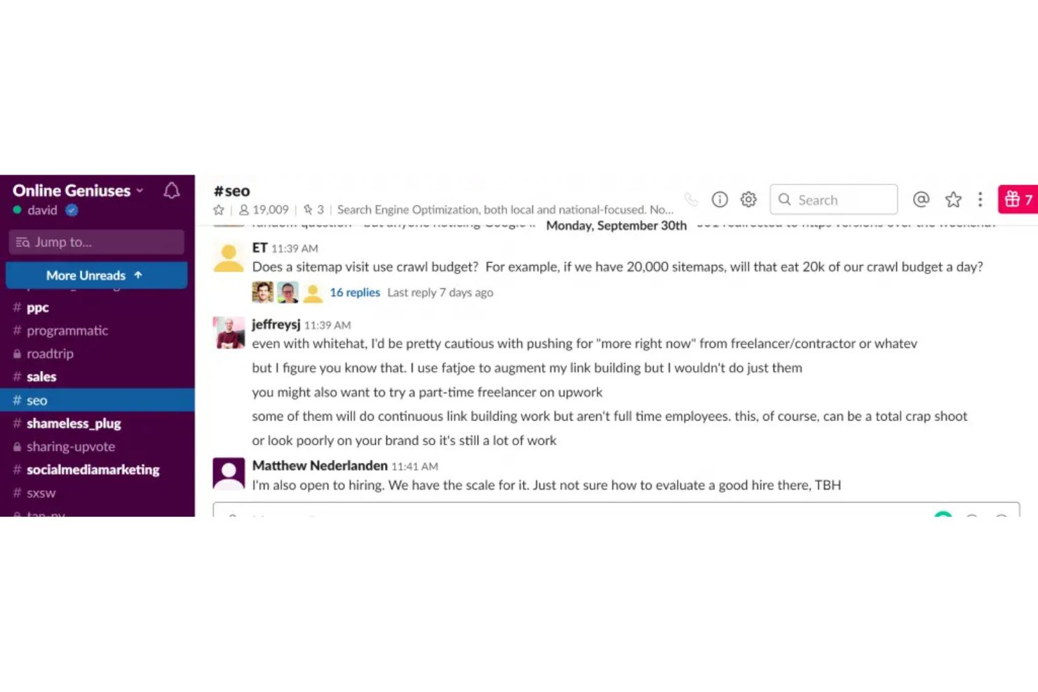 Online Geniuses communities screenshot
