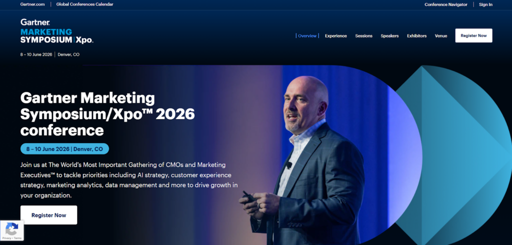 The landing page of the Gartner Marketing Symposium/Xpo 2026