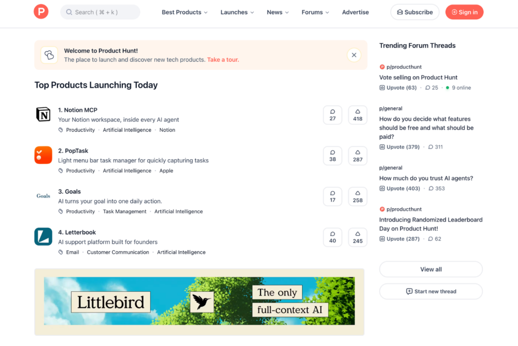 producthunt screenshot