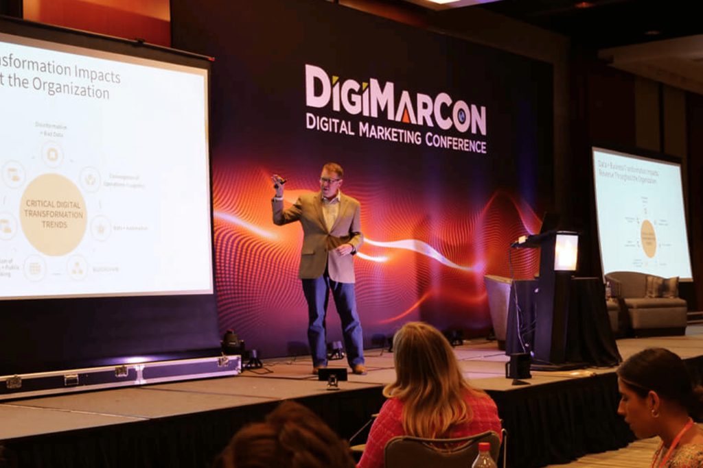 Speaker presenting at the DigiMarCon 2025