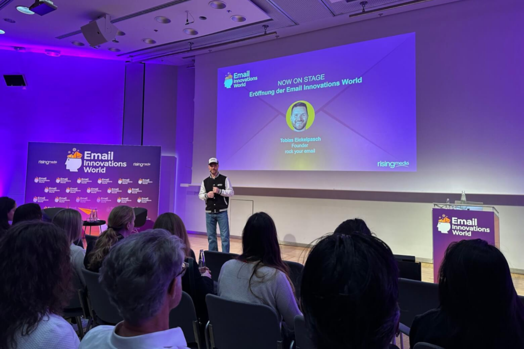 Tobias Eickelpasch, founder of Rock your Email, presenting at the Email Innovations World 2025
