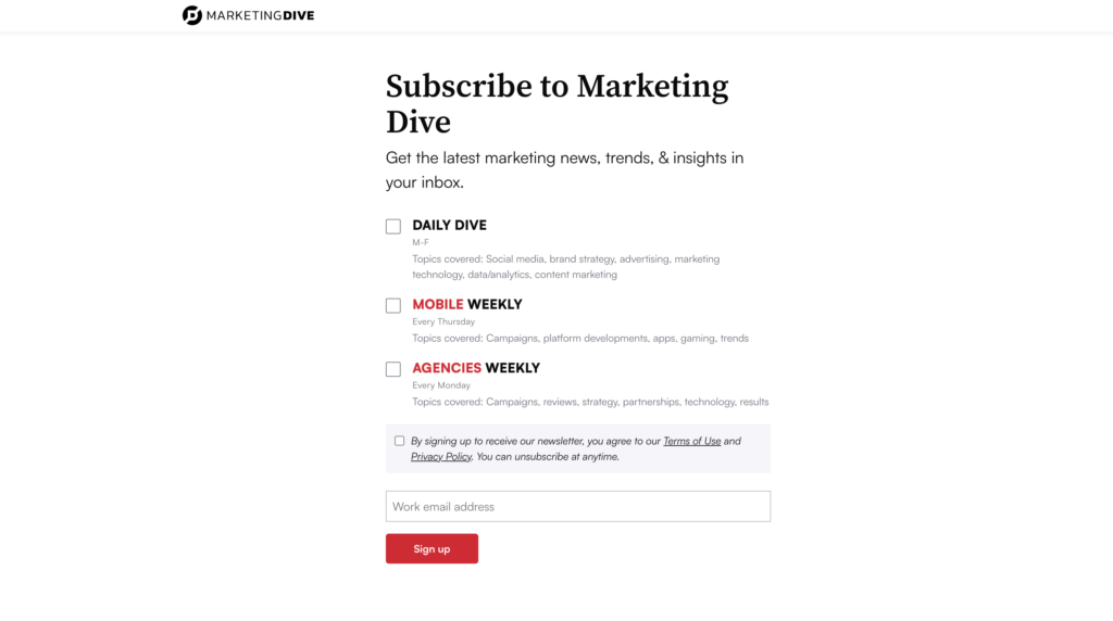 Marketing Dive newsletter