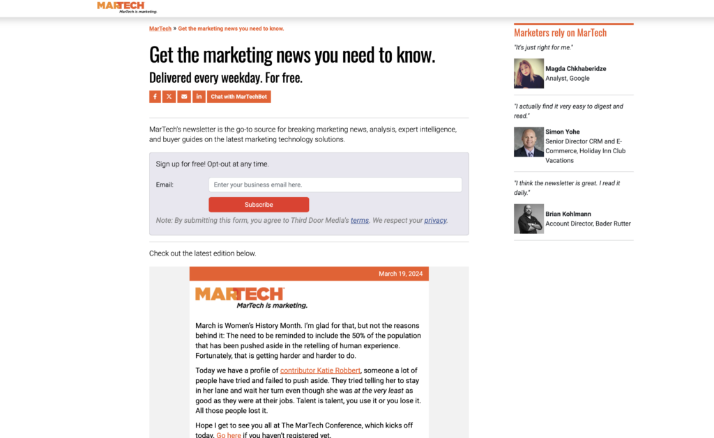 Marketing Land newsletter