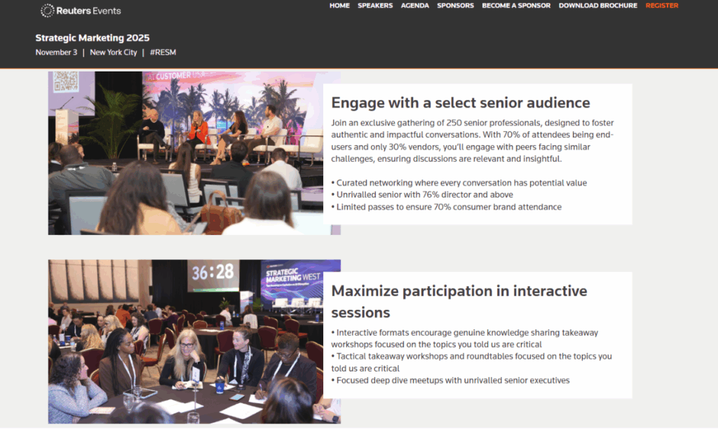 Screenshot of the Strategic Marketing 2025 conference landing page