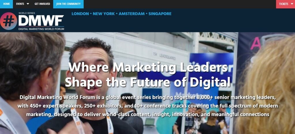 The Digital Marketing World Forum 2026 landing page