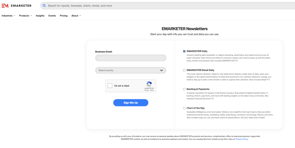 eMarketer newsletter