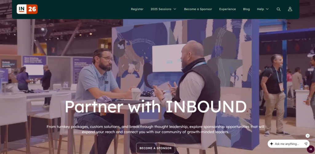 INBOUND conference expo floor with attendees networking and partnering at one of the largest growth marketing conferences.