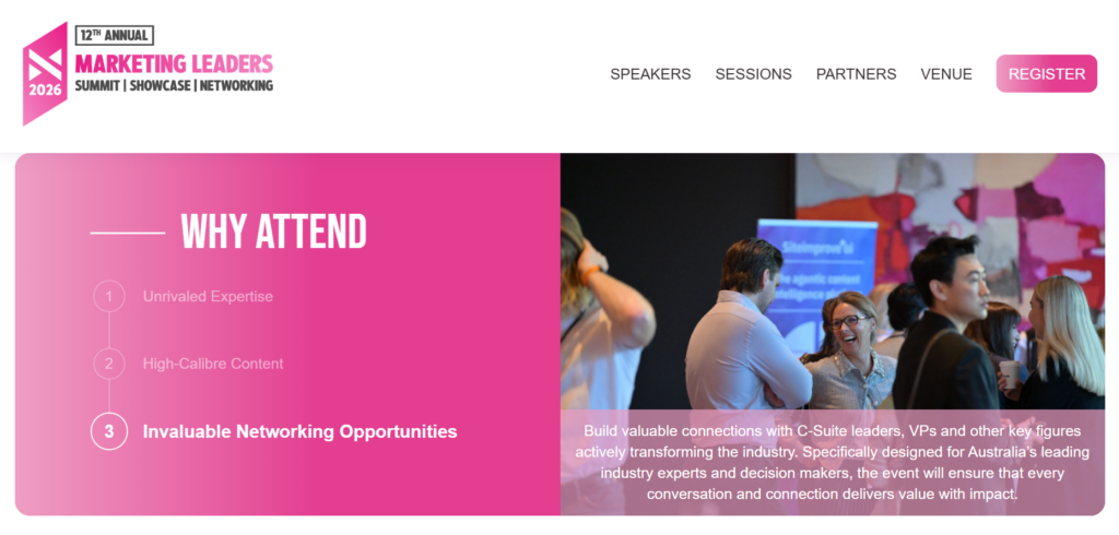 Marketing Leaders Summit 2026 networking session highlighting C-suite conversations and peer connections.