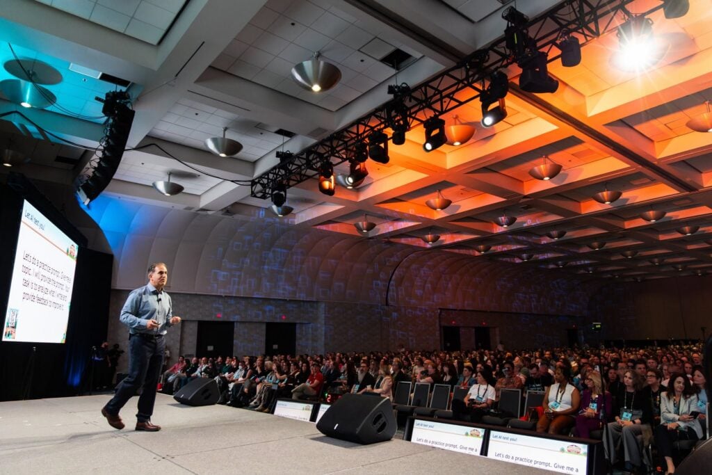 A speaker presenting during a session at Social Media Marketing World
