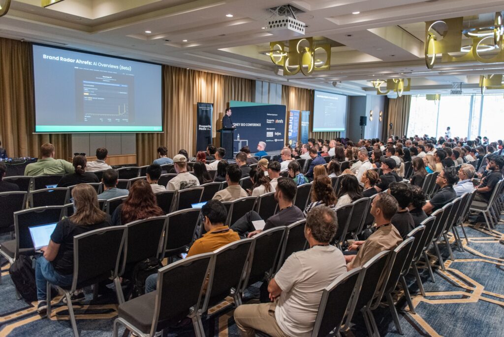 Audience members attending a keynote session at the Sydney SEO Conference