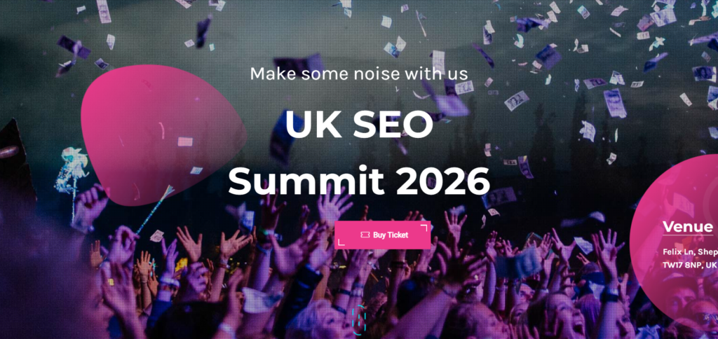 Landing page of the UK SEO Summit 2026