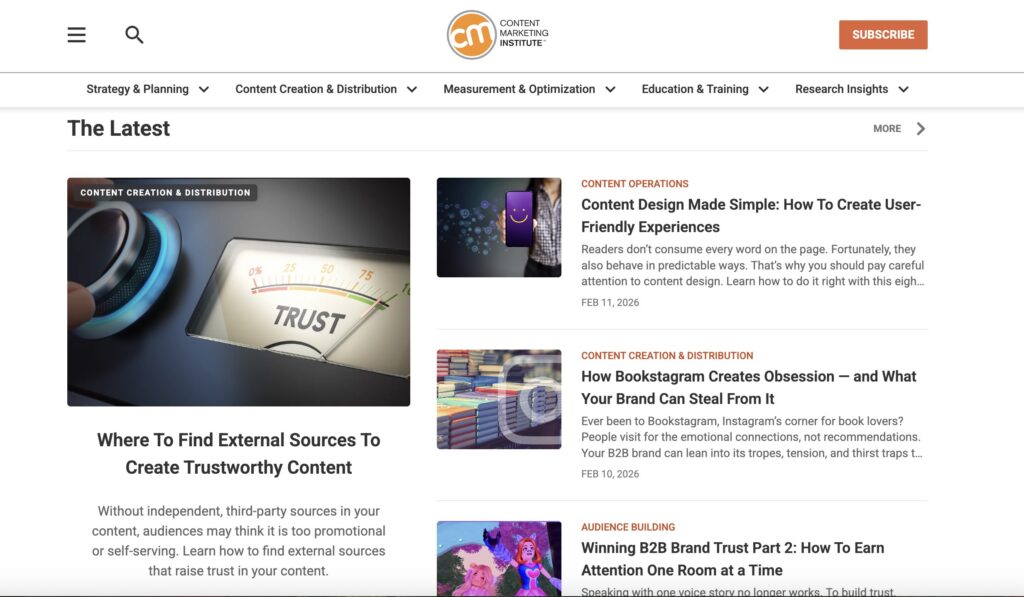 Content Marketing Institute Newsletter