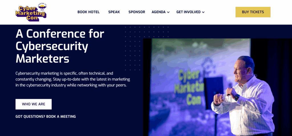 Screenshot of the CyberMarketingCon 2025 conference web page