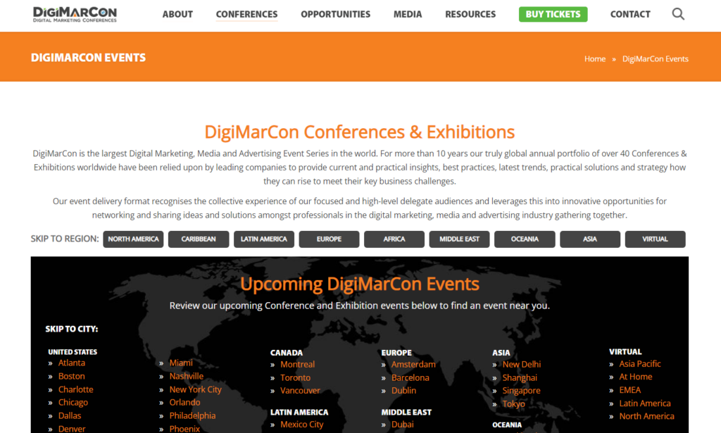 DigiMarCon website screenshot