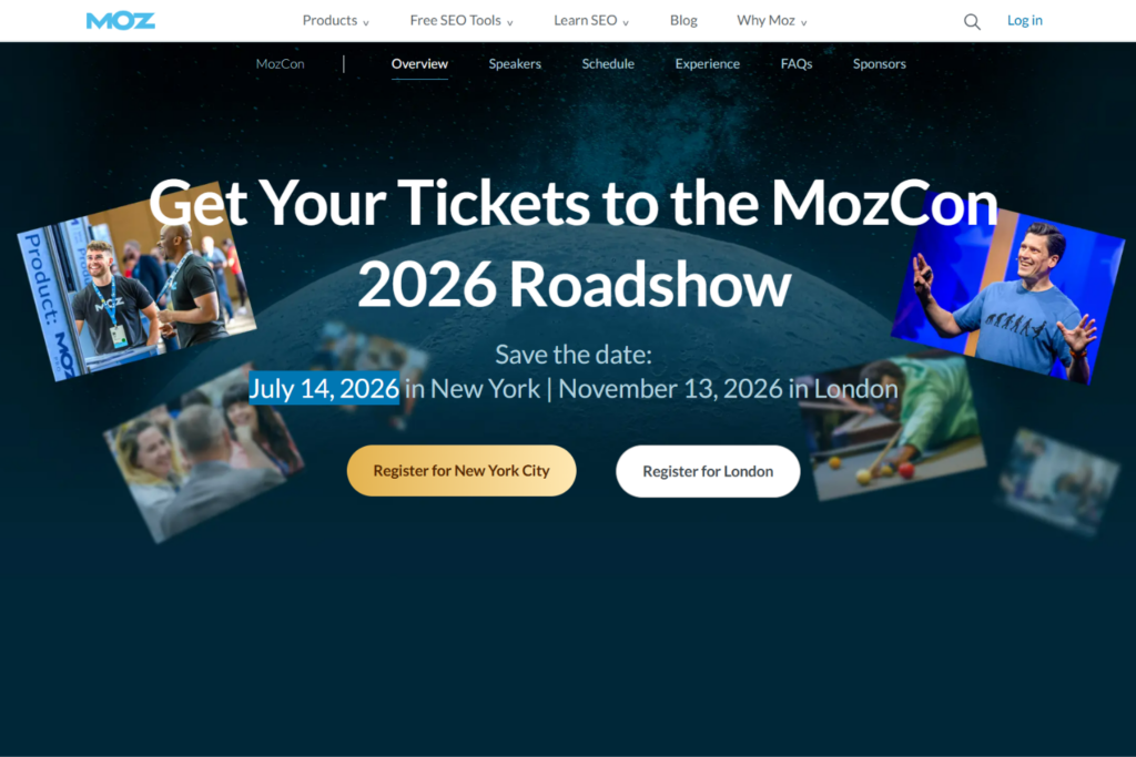 The MozCon 2026 landing page screenshot