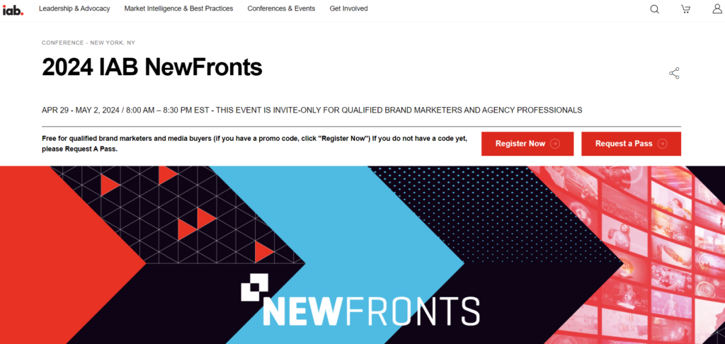 NewFronts 2024 website screenshot