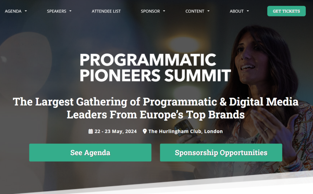 Programmatic Pioneers Summit website screenshot