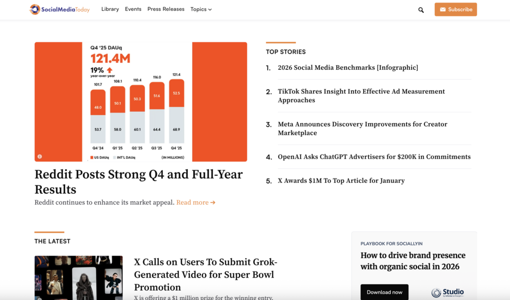 SocialMediaToday Newsletter