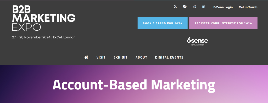 Account-Based Marketing at B2B Marketing Expo website screenshot
