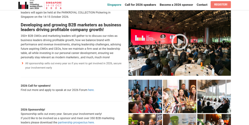 B2B Marketing Leaders Forum Asia 2026 Singapore conference
