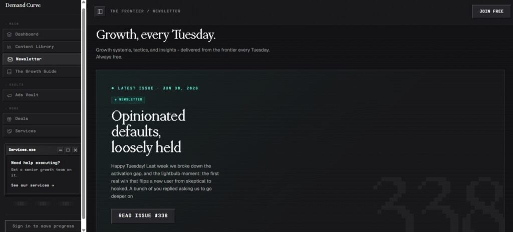 The Demand Curve newsletter landing page