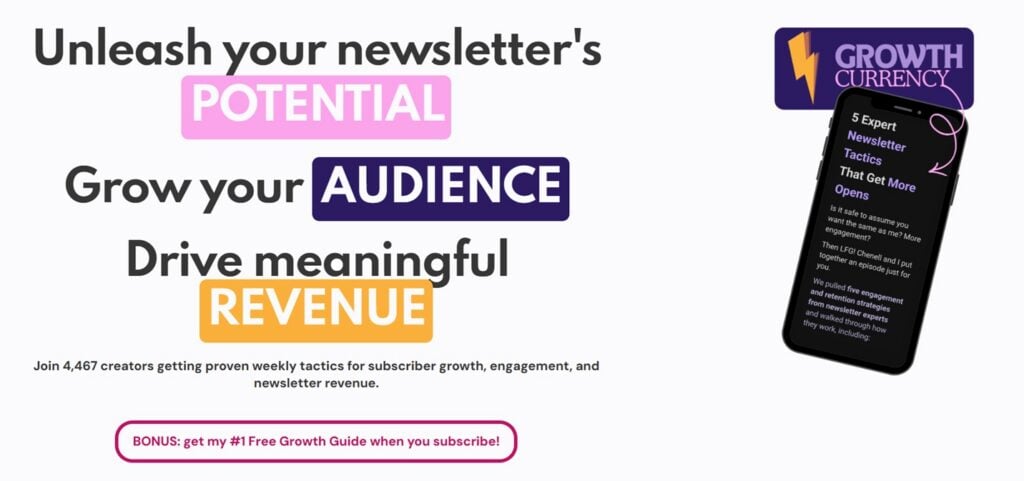 The Growth Currency's sign up page
