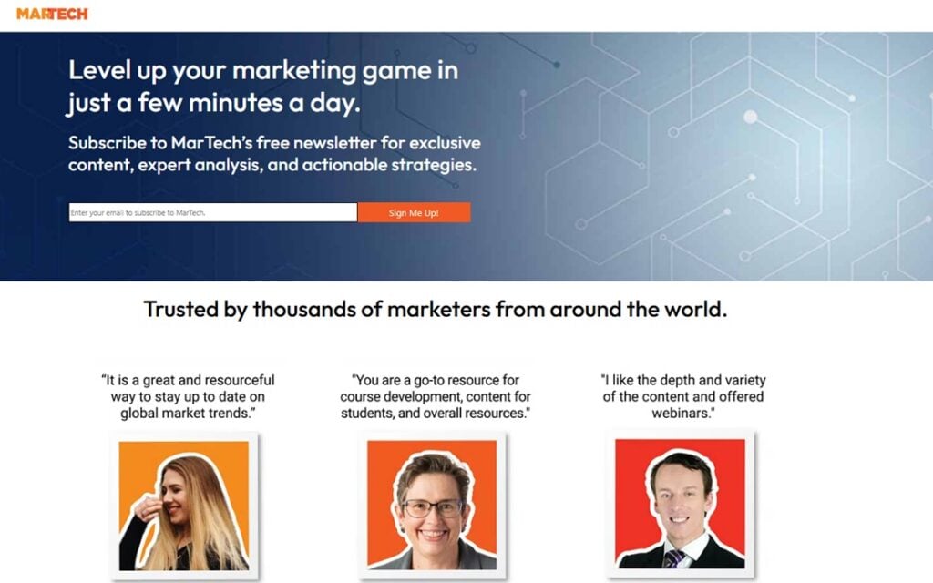 The MarTech Daily newsletter's sign up page