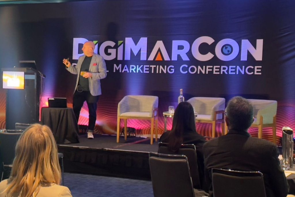 Dave Hayward, founder of Europa Creative Partners, speaking at the DigiMarCon 2025