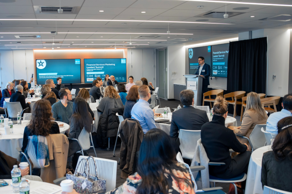 Jacob Howard, Chair of the CIM FS Group and Founder of Financial Marketing Insights, speaking at the 2024 FS Marketing Leaders' Summit in New York