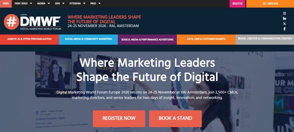 Landing page of the DMWF Europe 2026