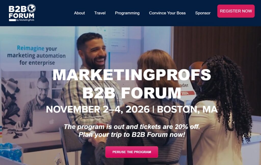 Screenshot of MarketingProfs B2B Forum landing page